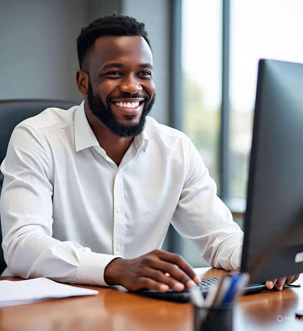 Housing program staff member entering an application