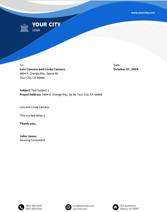 Document Creation screen example