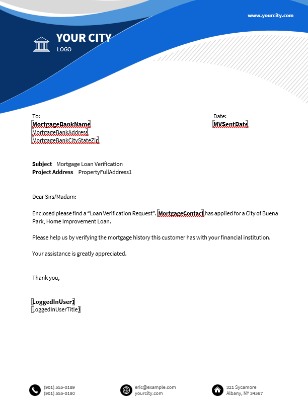 Document Creation screen example